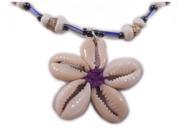 Charming Shark Boys Cowrie Shell Flower Necklace 18 Purple