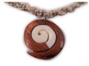 Charming Shark Boys Braided with Bone and wood Round Necklace 18 Beige