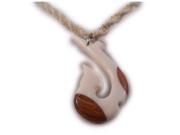 Charming Shark Boys Braided with Bone and Wook Hook Necklace 18 Beige