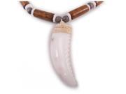 Charming Shark Boys Gray and Wood Bead with Cowrie Claw Necklace 18 Gray