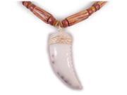 Charming Shark Boys Tan and Wood Bead with Cowrie Claw Necklace 18 Tan