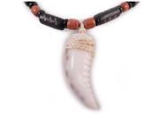 Charming Shark Boys Black and Tan Bead with Cowrie Claw Necklace 18 Tan