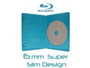 50 Pack Blue Single Disc 6mm Slim Blu Ray Case CD DVD Storage with Logo