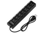 7 Port USB 2.0 Power Hub High Speed Adapter ON OFF Sharing Switch For PC Laptop