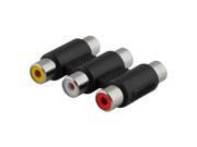 3 RCA Female to Female Coupler Adapter w Color Connectors