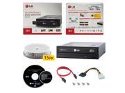 LG 24X CD DVD Burner FREE 15pk MDisc Blank Media SW Cable Optical Drive for PC