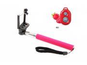 Bluetooth Shutter Selfie Extendable Handheld Stick Monopod For iPhone Samsung LG Hot Pink