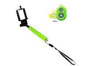 Bluetooth Shutter Selfie Extendable Handheld Stick Monopod For iPhone Samsung LG Green