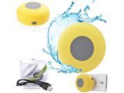 Waterproof Wireless Bluetooth Handsfree Mic Suction Chuck Speaker Shower Car Yellow