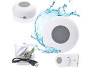 Waterproof Wireless Bluetooth Handsfree Mic Suction Chuck Speaker Shower Car White