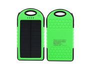 5000 mAh Dual USB Waterproof Solar Power Bank Battery Charger for Cell Phone Smart Phone Apple Samsung Blackberry Sony Huawei Green black