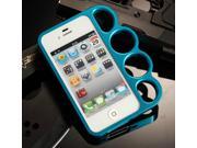 New Aluminum Knuckles Metal Case Cover Hard Bumper For iPhone 4 4s Sky Blue