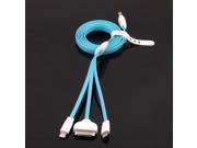 3FT 3 In 1 USB to Micro USB 8 Pin 30 Pin Sync Charger Charging Cable For iPhone 6 6Plus 5 4S Samsung Galaxy S3 S4 Tab HTC Sony Blue