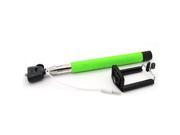Cable Take Pole Handheld Monopod Stick with Button and Audio Cable For iPhone Android Green