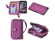 iPhone 6 4.7 Purse Wallet Case with Detachable Magnetic Hard Cover Purple