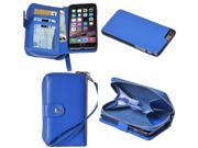 iPhone 5 5s Purse Wallet Case with Detachable Magnetic Hard Cover Blue