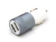 Premium Metal Cylinder Car Charger Double Port Charging Adapter For iPhone 6 6Plus iPod iPad Samsung HTC Nokia Cell Phone Deep Gray