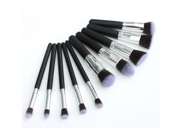 Wood 10Pcs Makeup Brush Kit Professional Cosmetic Set Black
