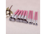 10Pcs Wood Makeup Brush Kit Professional Cosmetic Set Silver Ferrule Pink