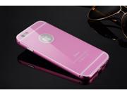 Acrylic Glass Back Cover Aluminum Metal Bumper Case For iPhone 6 4.7 Inch Pink