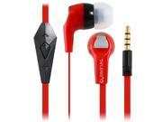 OVLENG iP760 3.5mm Plug In ear Stereo Wired Earphones with Microphone for Cell Phone MP3 Player Red