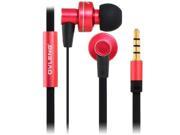OVLENG iP640 3.5mm Plug In ear Stereo Wired Earphones with Microphone for Cell Phone MP3 Player Red