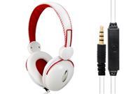 OVLENG V8 3.5mm Plug On ear Headset Headphones with Microphone Wire Control White