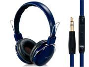 OVLENG V9 3.5mm Plug Stereo Headphones With Microphone1.2 m Cable Dark Blue