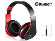 KG 5012 Multi Function Stereo Sound Collapsible Wireless Bluetooth Headphones with Memory Card Support Red Black