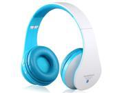 KG 5012 Multi Function Stereo Sound Collapsible Wireless Bluetooth Headphones with Memory Card Support Blue White