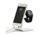 2 In 1 Aluminum Build Charging Stand for iWatch and iPhone 6Plus 6 5 5s Silver