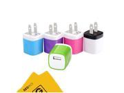 SEGMOI TM 5Pack USA Plug USB Travel Adapter US Home Wall Charger for iPhone 6 5 5s 5c 4s 6s 6Plus SE SAMSUNG Galaxy Blackberry HTC LG Huawei Xiaomi White Blue