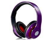 EB201 Foldable On ear Wireless Stereo Bluetooth Headphones with FM TF Card Reader Purple