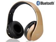 KG 5012 EB203 Multi Function Stereo Sound Collapsible Wireless Bluetooth Headphones with Memory Card Support FM Gold