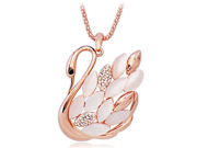 Charming Awesome Swan Pendants Necklace Fashion Swan Inlaid Opal Crystal Pendant Gold Plate Chain Necklaces for Women