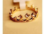 Elegant Women Crown Shaped Ring Fashion Zinc Alloy Crown Inlaid Cute Rhinestones Rings for Women