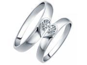 Delicate Wedding Forever Love Heart Inlaid Crystal Silver Plate Promise Couple Rings for Wedding Valentine s Day Male 7