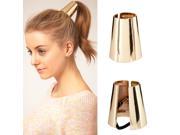 Vintage Fashion Girls Metal Glossy Ring Headband Hair Rope Rubber Band Hair Accessory for Party Holiday Gold