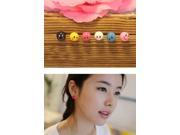 Fashion Cute Pearl Stud Earring Classic Colorful Smiling Face Pearl Tin Alloy Stud Earrings for Girls Black