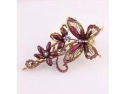 Bohemia Gorgeous Leaf Flower Shape Headwear Classic Zinc Alloy Fill Colorful Crystal Hairpins Hair Jewelry for Women Purple