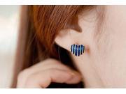 Lovely Girls Fashion Stud Earrings Cute Colorful Stripe Love Heart Shaped Stud Earrings for Valentine s day Blue