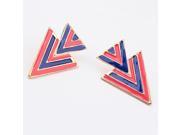 Fashion Charming Stud Earring Unique Women Shinning Triangle Fill Enamel Zinc Alloy Earrings for Party Blue Red