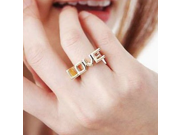 Unique Fashion Lovers Finger Ring Trendy Love Letter Finger Zinc Alloy Gold Plated Rings for Girlfriend Gifts Gold