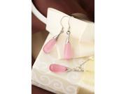 Luxurious Lucky Water Drop Shape Opal Silver Plated Jewelry Sets Drop Earrings Pendants Necklaces for Women Pink