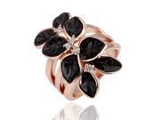 Luxury Fashion Women s Finger Ring Beautiful Flower Shape Inlaid Crystal full Black Oil Rings for Party Gold