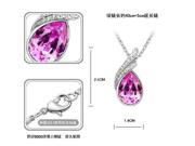 Elegant Women Wing Inlaid Crystal Water Drop Pendants Necklaces Stud Earrings Jewelry Sets for Wedding Party Purple