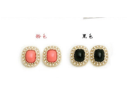 Delicate Women s Stud Earrings Elegant Gem Pearl Edge Cover Acrylic Gold Plated Stud Earring for Gifts Pink