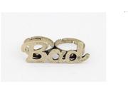 Fashionable Vintage Women s Two Finger Ring Trendy Zinc Alloy Letters Bad Resizable Rings for Party