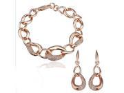 Delicate Loops Link Chain Rose Gold Plated Inlaid Crystal Jewelry Sets Bracelets Earrings for Party Wedding
