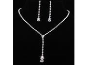 Gorgeous Rhinestone Long Tassel Jewelry Sets Fashion Women Bead Chain Pendant Necklaces Drop Earrings for Wedding
